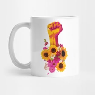 Feminist Power Fist Floral Mug